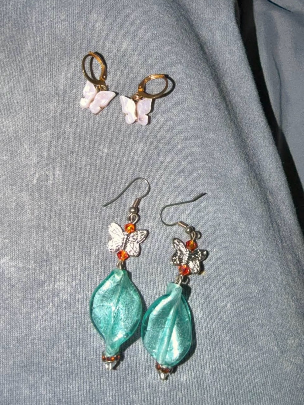 Butterfly Earrings - Turquoise and Pink